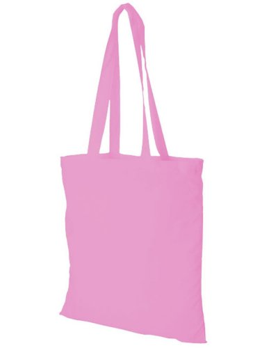 Shopper colorata in cotone manici lunghi da 140 gr Rosa