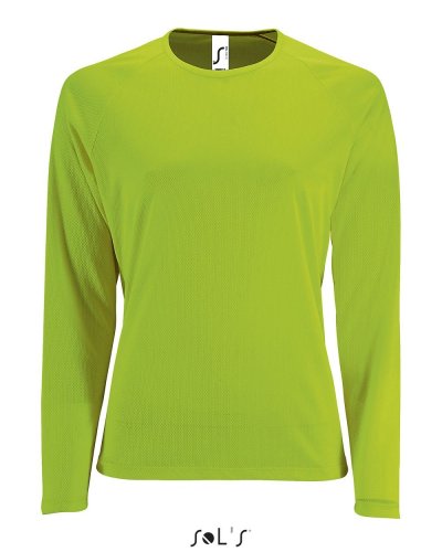 T-Shirt Sporty Donna maniche lunghe Verde Fluo