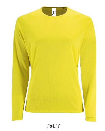 T-Shirt Sporty Donna maniche lunghe Giallo Fluo