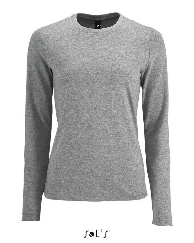 T-shirt donna Imperial maniche lunghe Grigio Medio Melange