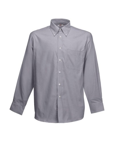 Camicia uomo Oxford maniche lunghe tasca sul petto Oxford grey