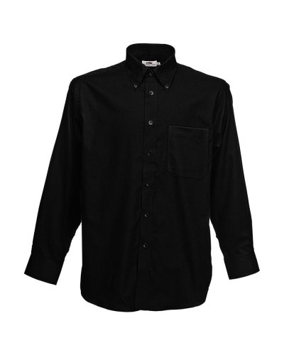 Camicia uomo Oxford maniche lunghe tasca sul petto Nero