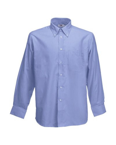 Camicia uomo Oxford maniche lunghe tasca sul petto Blue Oxford