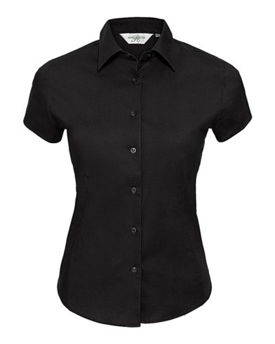 Camicia donna maniche corte stretch Nero