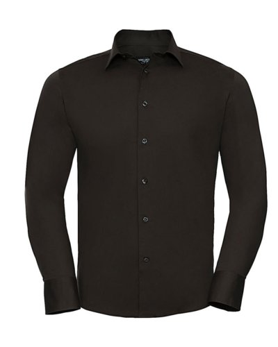 Camicia Stretch attillata maniche lunghe Chocolate