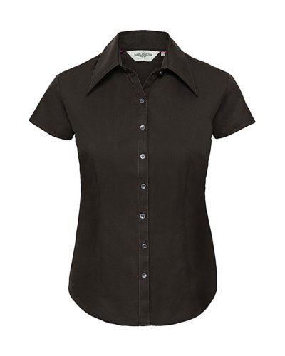 Camicia donna Tencel attillata maniche corte Chocolate