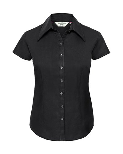 Camicia donna Tencel attillata maniche corte Nero