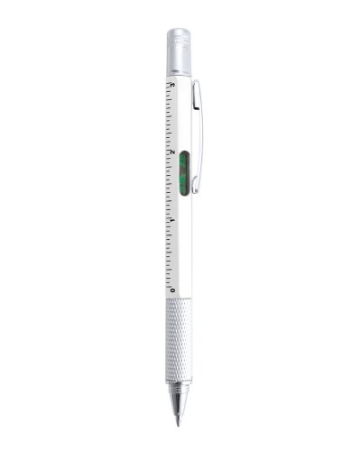 Penna a sfera con livella Picos Bianco