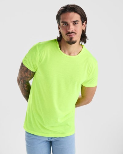 Camiseta deportiva Akita de color fluorescente Unisex, poliéster con e