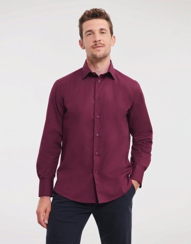 Chemise ajustée en coton stretch 97% élasthanne pour homme à manches l