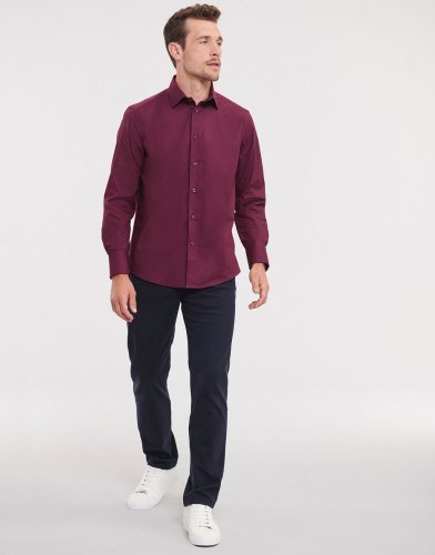 Chemise ajustée en coton stretch 97% élasthanne pour homme à manches l