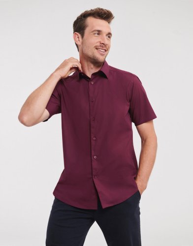 Chemise cintrée pour homme en coton stretch 140g manches courtes
