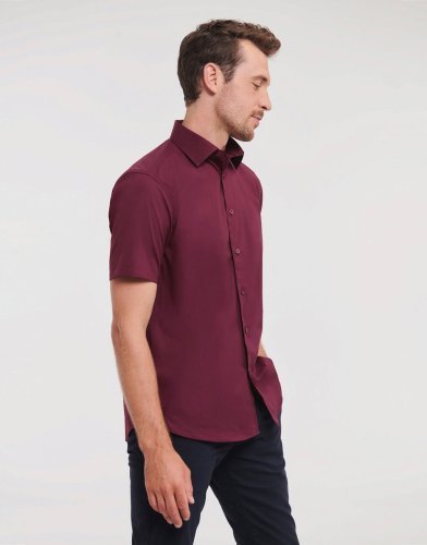 Chemise cintrée pour homme en coton stretch 140g manches courtes