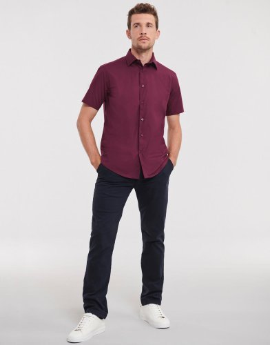 Chemise cintrée pour homme en coton stretch 140g manches courtes