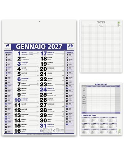 Calendario Olandese Elegant, 12 fogli, carta patinata 70gr Blu