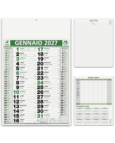 Calendario Olandese Elegant, 12 fogli, carta patinata 70gr Verde