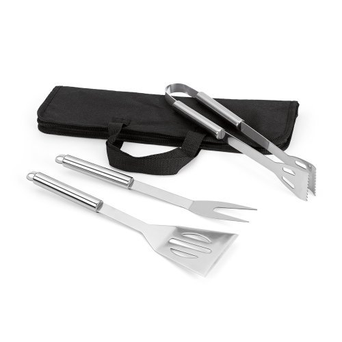 Set Barbecue 3 pezzi in acciaio inox con custodia nera TNT