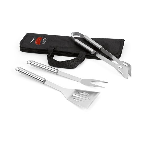 Set Barbecue 3 pezzi in acciaio inox con custodia nera TNT