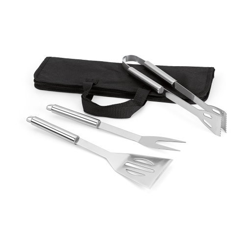 Set Barbecue 3 pezzi in acciaio inox con custodia nera TNT