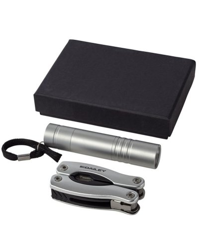 Set regalo coltello multifunzione e torcia Argento
