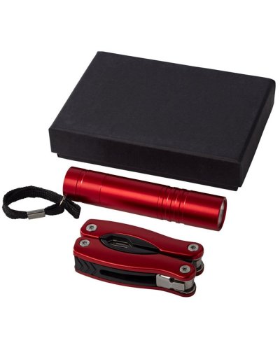Set regalo coltello multifunzione e torcia Rosso