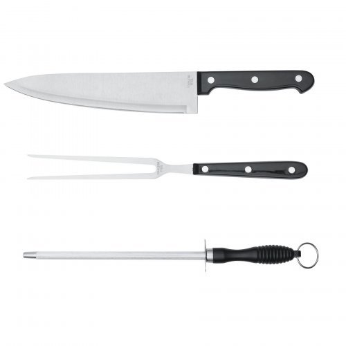 Posate da trancio CARVE inox 3 pezzi con affilatore, 30,5 cm