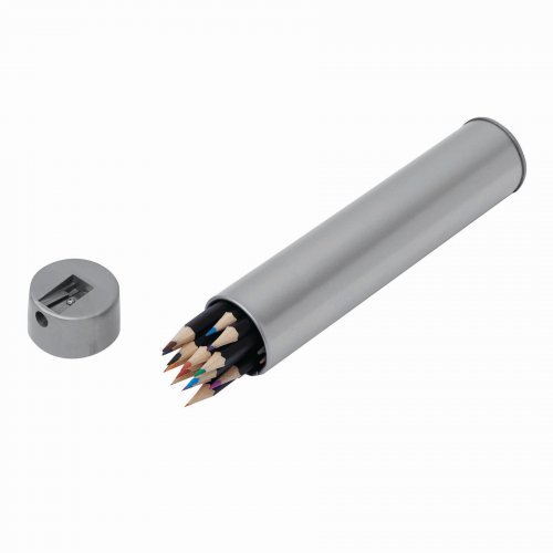 Matite Colour Balance 20 pezzi nere in cilindro metallo con temperino