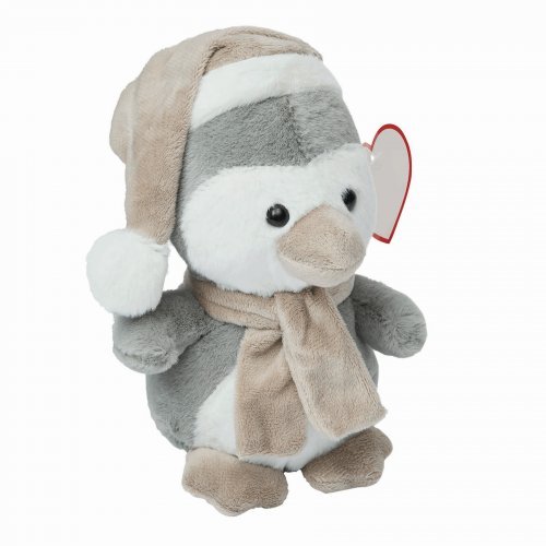 Peluche PIPITO Pinguino 19cm grigio con sciarpa, soffice poliestere