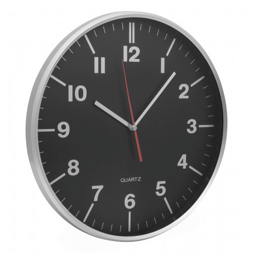 Orologio Hemera da muro 31 cm quarzo vetro plastica nero moderno