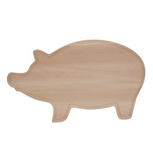 Tagliere Wooden Piggy in legno naturale 34x20 cm con bordo scolo