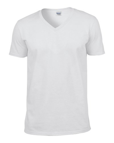 T-shirt con scollatura a V Gildan Soft Style Bianco