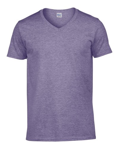T-shirt con scollatura a V Gildan Soft Style Heather Purple