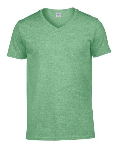 T-shirt con scollatura a V Gildan Soft Style Heather Irish Green