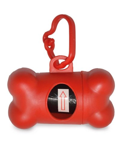 Porta sacchetti a forma di osso Rosso
