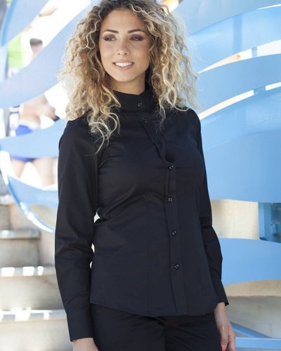 Camicia donna collo coreano Nero