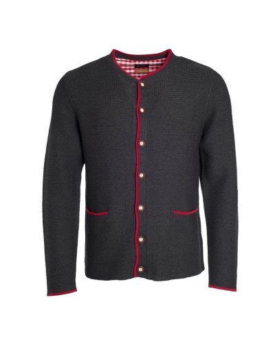 Men's Traditional Knitted Jacket Anthracite melange / Red / Red