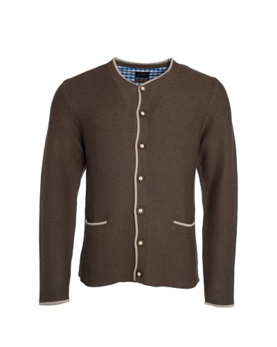 Men's Traditional Knitted Jacket Brown melange / Beige / Royal
