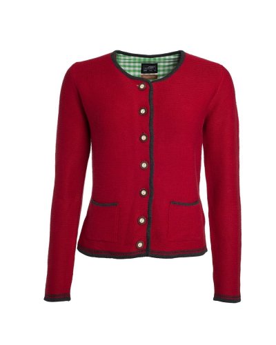 Ladies' Traditional Knitted Jacket Red / Anthracite melange / Green