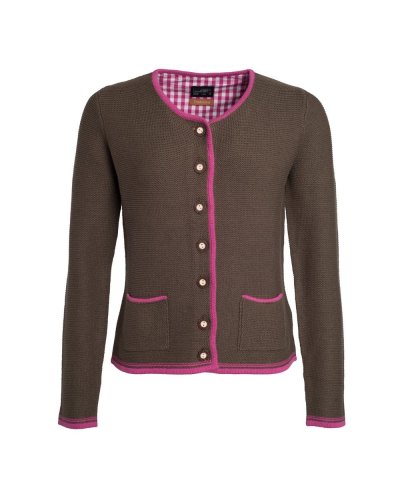 Ladies' Traditional Knitted Jacket Brown melange / Purple / Purple