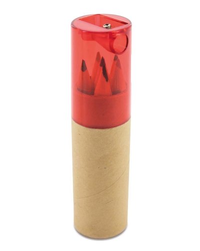 Astuccio con 6 colori e temperino Rosso