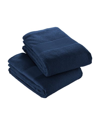 Telo spugna in cotone con banda opaca Blu scuro