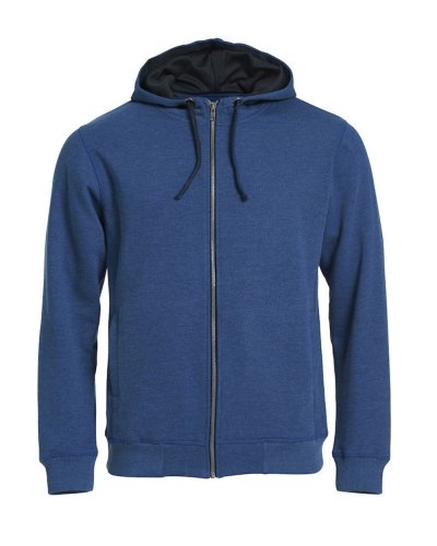 Classic Hoody Full Zip Blu Melange