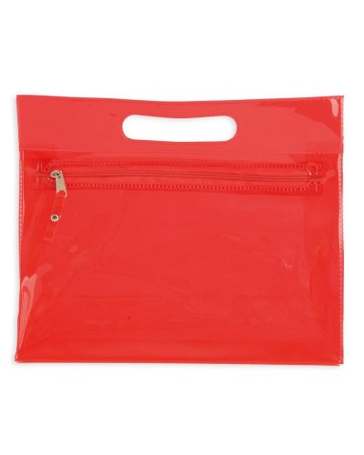 Necessaire trasparente in PVC 24 x 20 x 7 cm Rosso