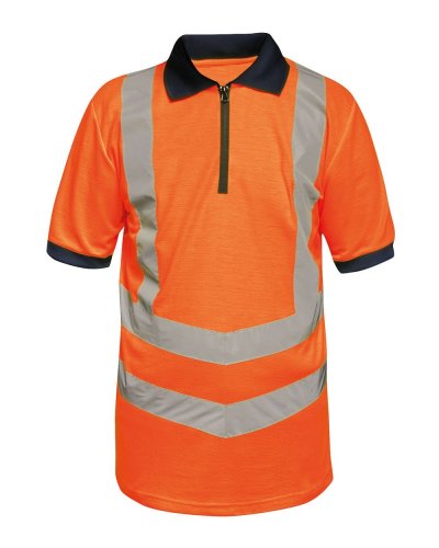 Polo alta visibilità Wicking Orange / Navy