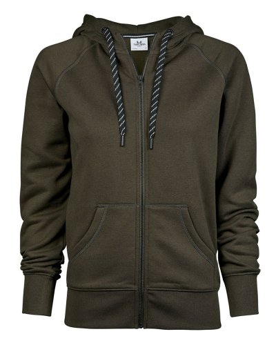 Ladies Fashion Full Zip Hood Dark Olive