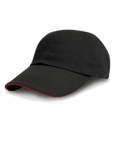 Cappellino in cotone pesante drill Nero / Rosso