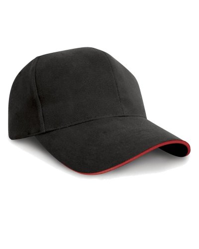 Cappellino in cotone pettinato sandwich Nero / Rosso