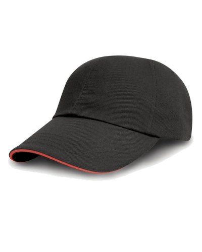 Cappellino cotone pettinato drill Nero / Rosso