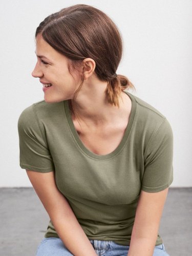 Damen T-Shirt aus 100% Baumwolle Basic Body Fit Rundhalsausschnitt 3XL