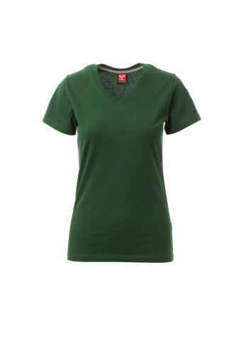 T-shirt v-neck donna sfiancata, comfort cotone e dettagli rinforzati